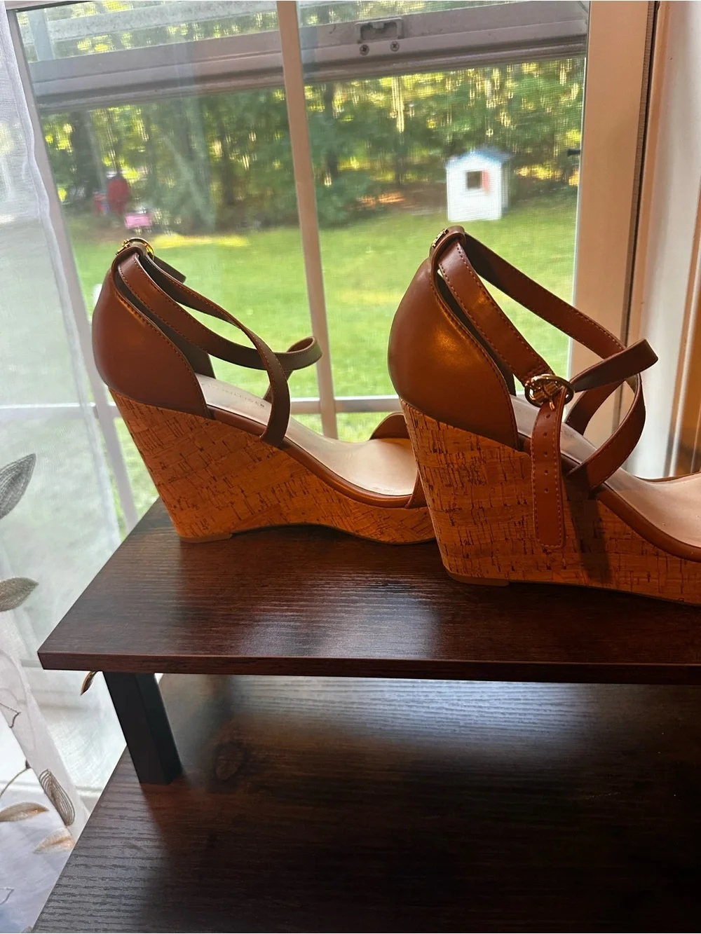 Tommy Hilfiger Leather Wedge Sandals with Ankle Strap